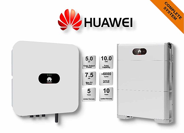 5.0 kW HUAWEI Fusion Solar Combo, c/w 10 kWh Floor Standing Lithium Battery