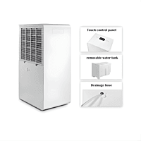 Compact White Westinghouse 50L Dehumidifier with sleek modern design and vent.