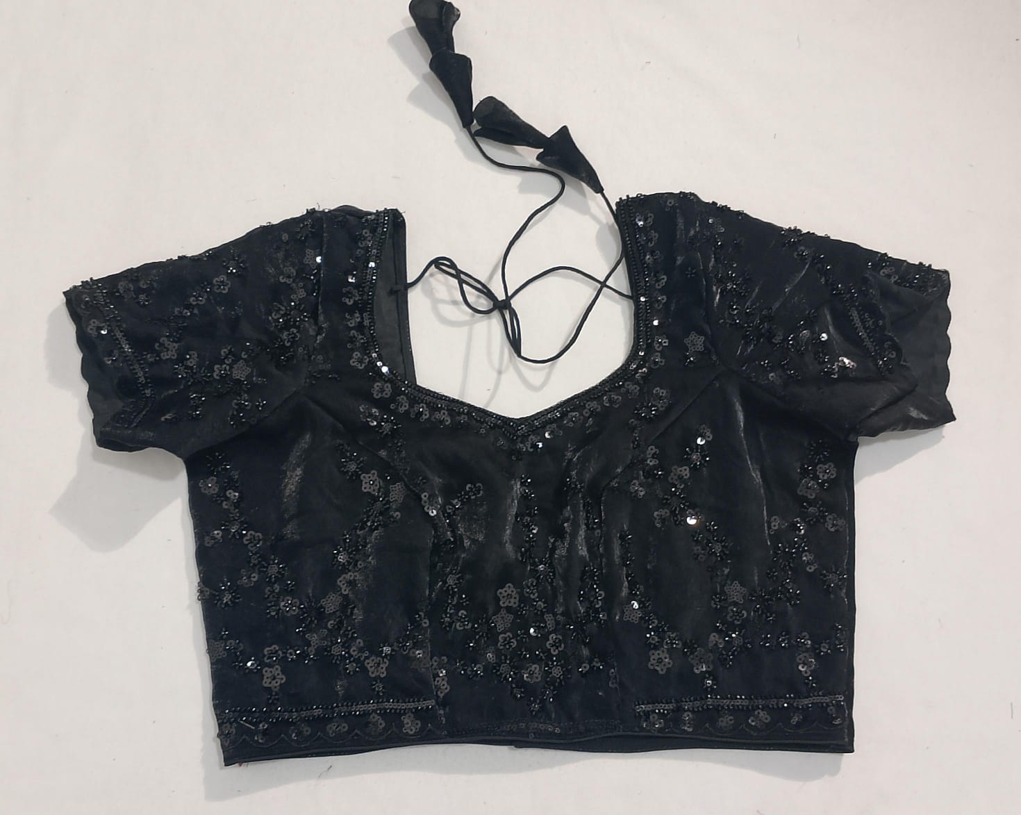 N198:Ready To Ship Beautiful Sequence Work Saree With Stitched Blouse