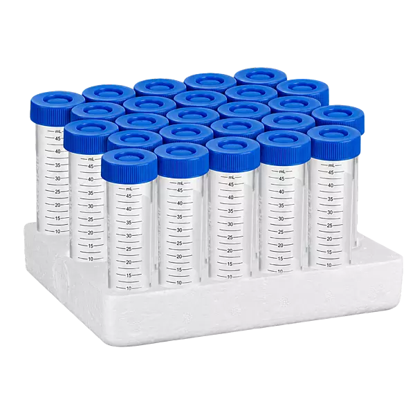 50ml Centrifuge Tube, Plug-seal Cap, PP Tube, Sterile, DNase & RNase free, Conical Bottom, Rack Pack