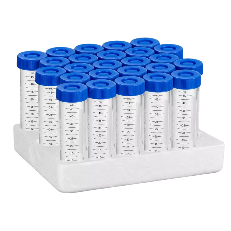 50ml Centrifuge Tube, Plug-seal Cap, PP Tube, Sterile, DNase & RNase free, Conical Bottom, Rack Pack