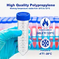 50ml Centrifuge Tube, Plug-seal Cap, PP Tube, Sterile, DNase & RNase free, Conical Bottom, Rack Pack