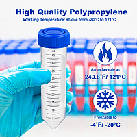 50ml Centrifuge Tube, Plug-seal Cap, PP Tube, Sterile, DNase & RNase free, Conical Bottom, Rack Pack