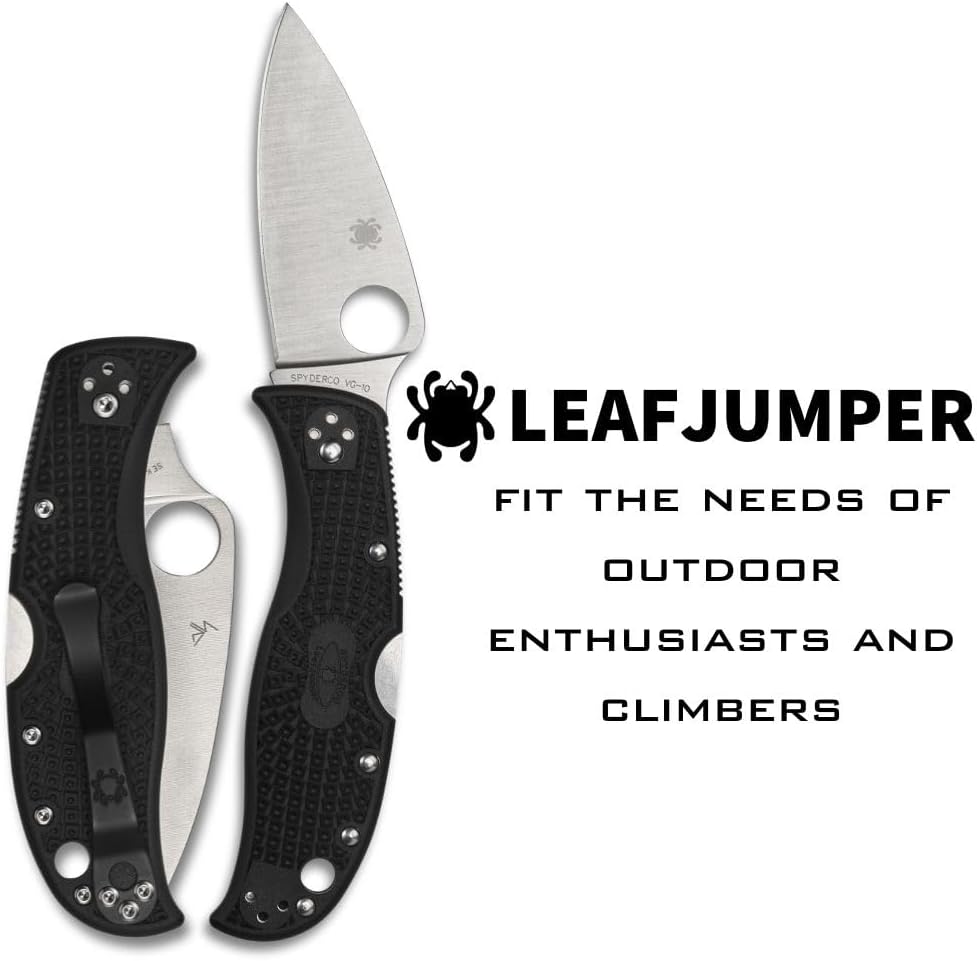 Spyderco Leafjumper Lightweight Mid-Sized Pocket Knife with VG-10 Stainless Steel and Black FRN Handle - PlainEdge - C262BK