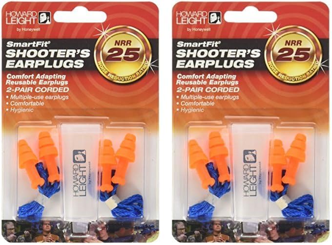 Howard Leight by Honeywell SmartFit Corded Reusable Shooting Earplugs, 2-Pairs (R-01520)