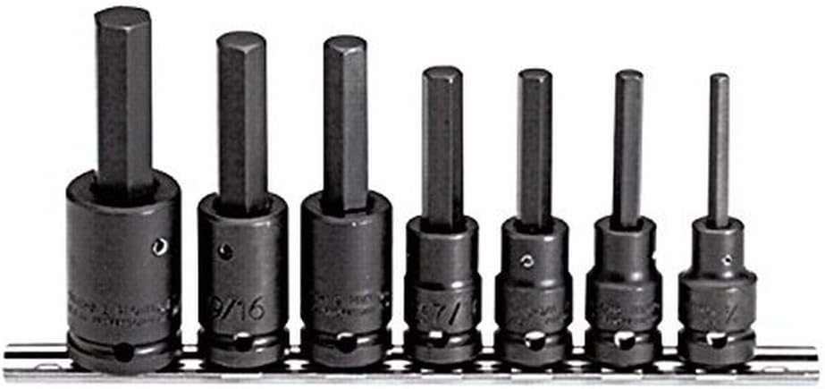 Proto J74152 Impact Bit Socket Set, 1/2In Dr, 6 Pt, 7 Pc