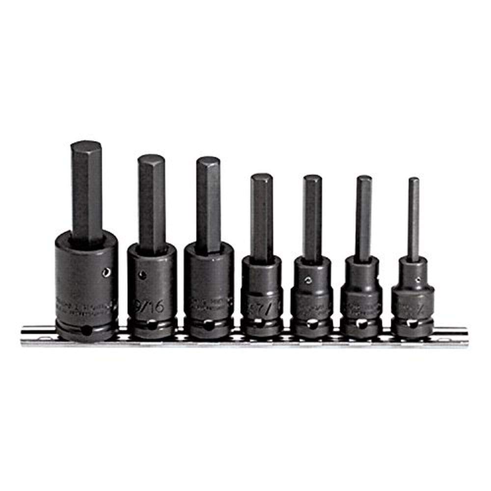 Proto J74152 Impact Bit Socket Set, 1/2In Dr, 6 Pt, 7 Pc