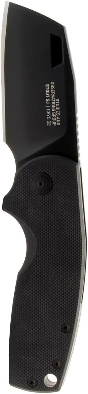 SOG Stout SJ Cleaver Daily Ambidextrous Pocket Folding Knives with Slip Joint Mechanism | G10 Handle | CRYO D2 Steel Blade