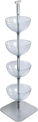 Azar Displays Tiered Bowl Floor Display with Flat Base, 4 Tiers, 14"D, Clear