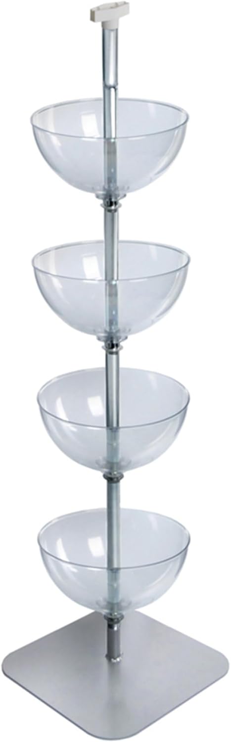 Azar Displays Tiered Bowl Floor Display with Flat Base, 4 Tiers, 14"D, Clear