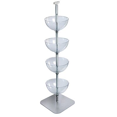 Azar Displays Tiered Bowl Floor Display with Flat Base, 4 Tiers, 14"D, Clear