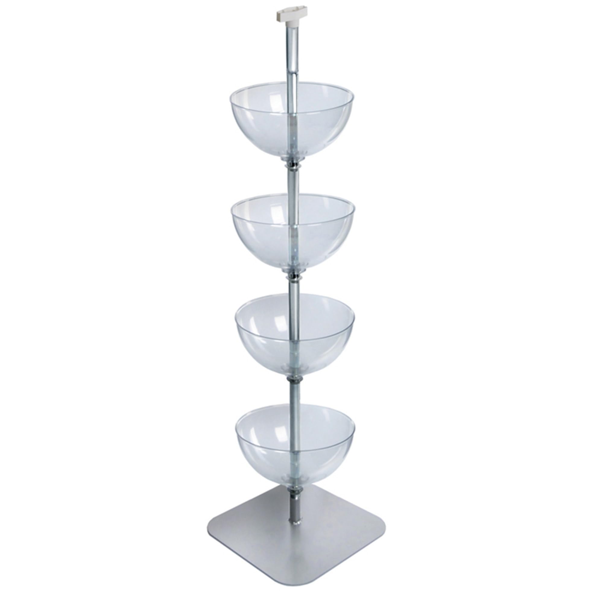 Azar Displays Tiered Bowl Floor Display with Flat Base, 4 Tiers, 14"D, Clear