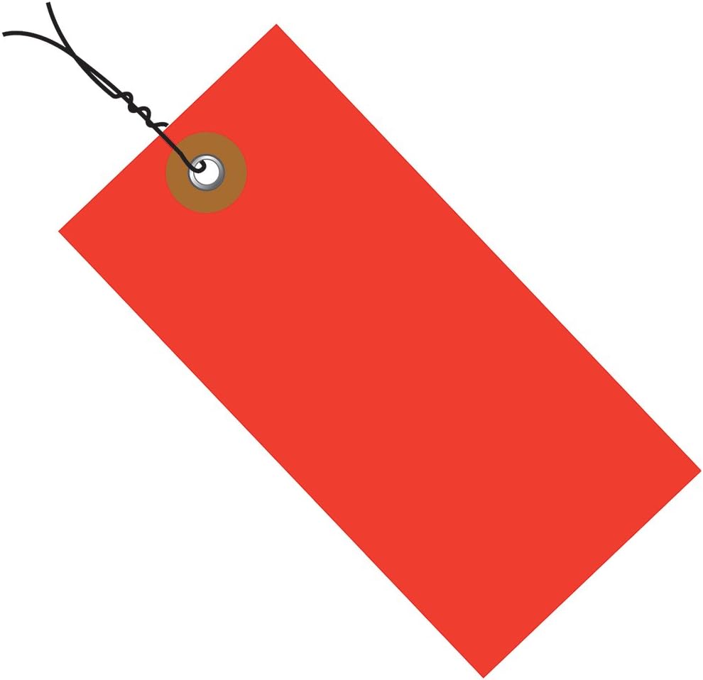 6 1/4 x 3 1/8" Red Tyvek Shipping Tags - Pre-Wired