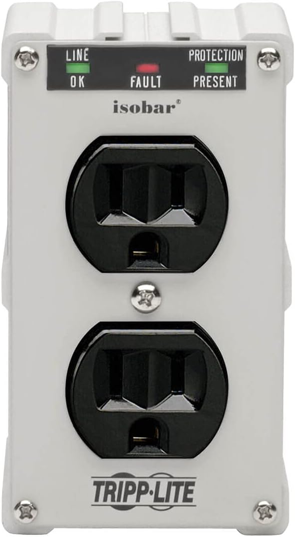 Tripp Lite Isobar ISOBLOK2-0 Heavy Duty Outlet Extender, Wall Power Strip Surge Protector, 2 Outlets, Direct Plug-in, White