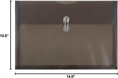 JAM PAPER Plastic Envelopes with Button & String Tie Closure - 12 Pack