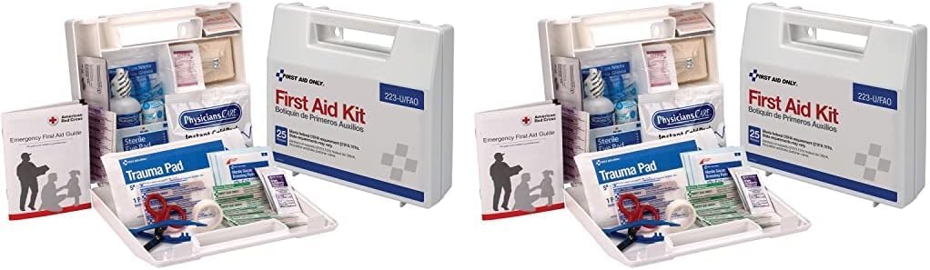 First Aid Only 223-U 25 Person Bulk First Aid Kit, 106-Piece Kit, White (Pack of 2) 2.5" x 8.4" x 9" (Pack of 2) First Aid