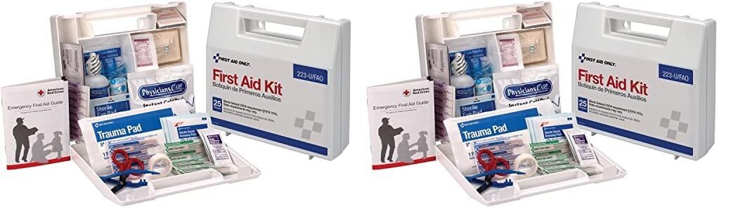 First Aid Only 223-U 25 Person Bulk First Aid Kit, 106-Piece Kit, White (Pack of 2) 2.5" x 8.4" x 9" (Pack of 2) First Aid Kit