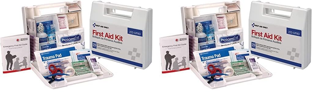 First Aid Only 223-U 25 Person Bulk First Aid Kit, 106-Piece Kit, White (Pack of 2) 2.5" x 8.4" x 9" (Pack of 2) First Aid
