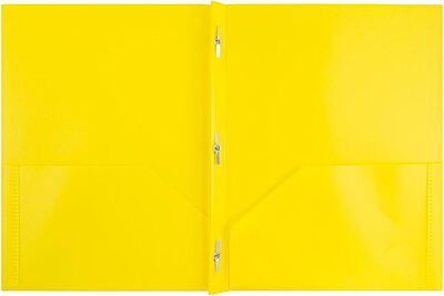 JAM Paper Plastic 2-Pocket POP Folders with Metal Prongs