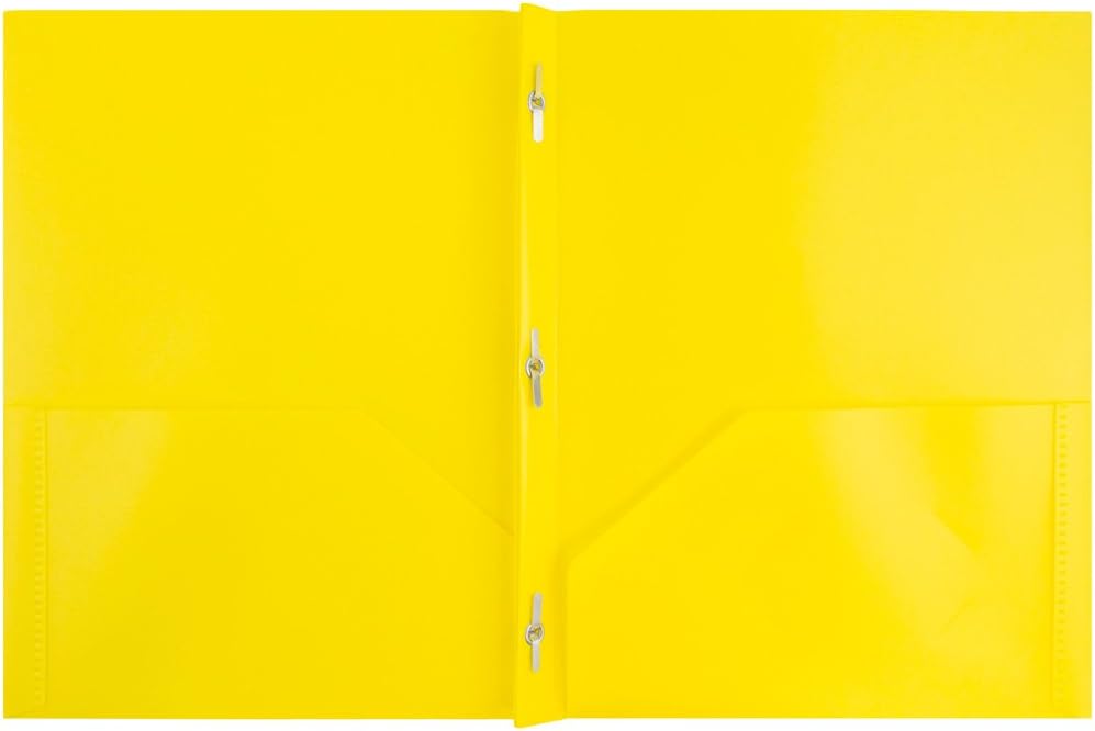 JAM Paper Plastic 2-Pocket POP Folders with Metal Prongs