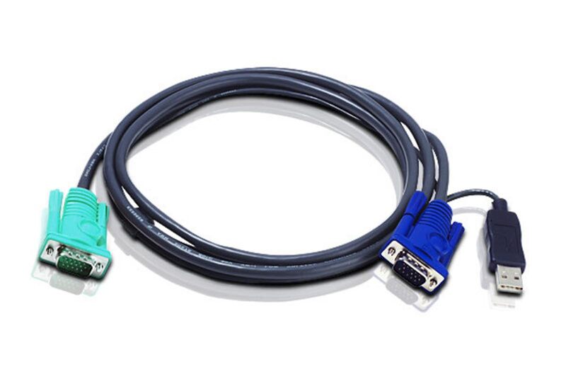 ATEN USB KVM Cable, SPHD-15 Male to VGA and USB A 2L5203U, 10 Feet