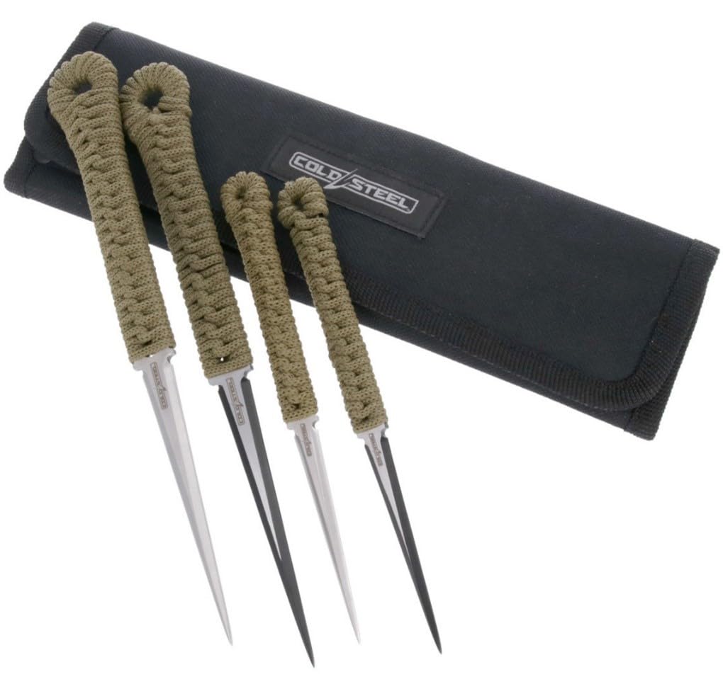 COLD STEEL Throwing Spikes / 2.5" & 3.5" Blades / 420SS / Nylon Sheath Pouch (4 Pack)