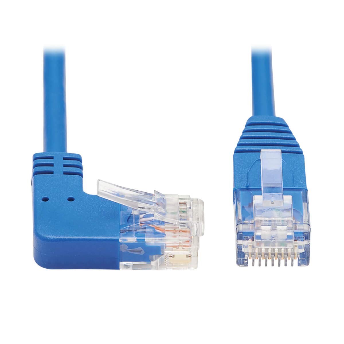 Tripp Lite Right Angle Cat6 Ethernet Cable, Gigabit Molded Slim UTP Network Patch Cable, Blue, 3 ft. (N204-S03-BL-RA)