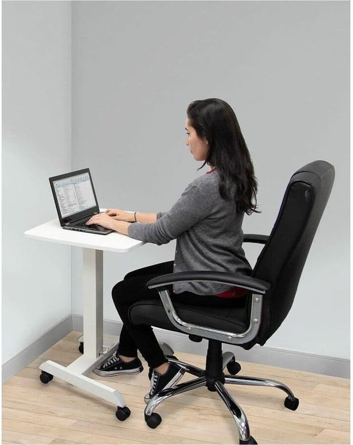 Mount-It! Adjustable Rolling 23inW Laptop Computer Desk, White