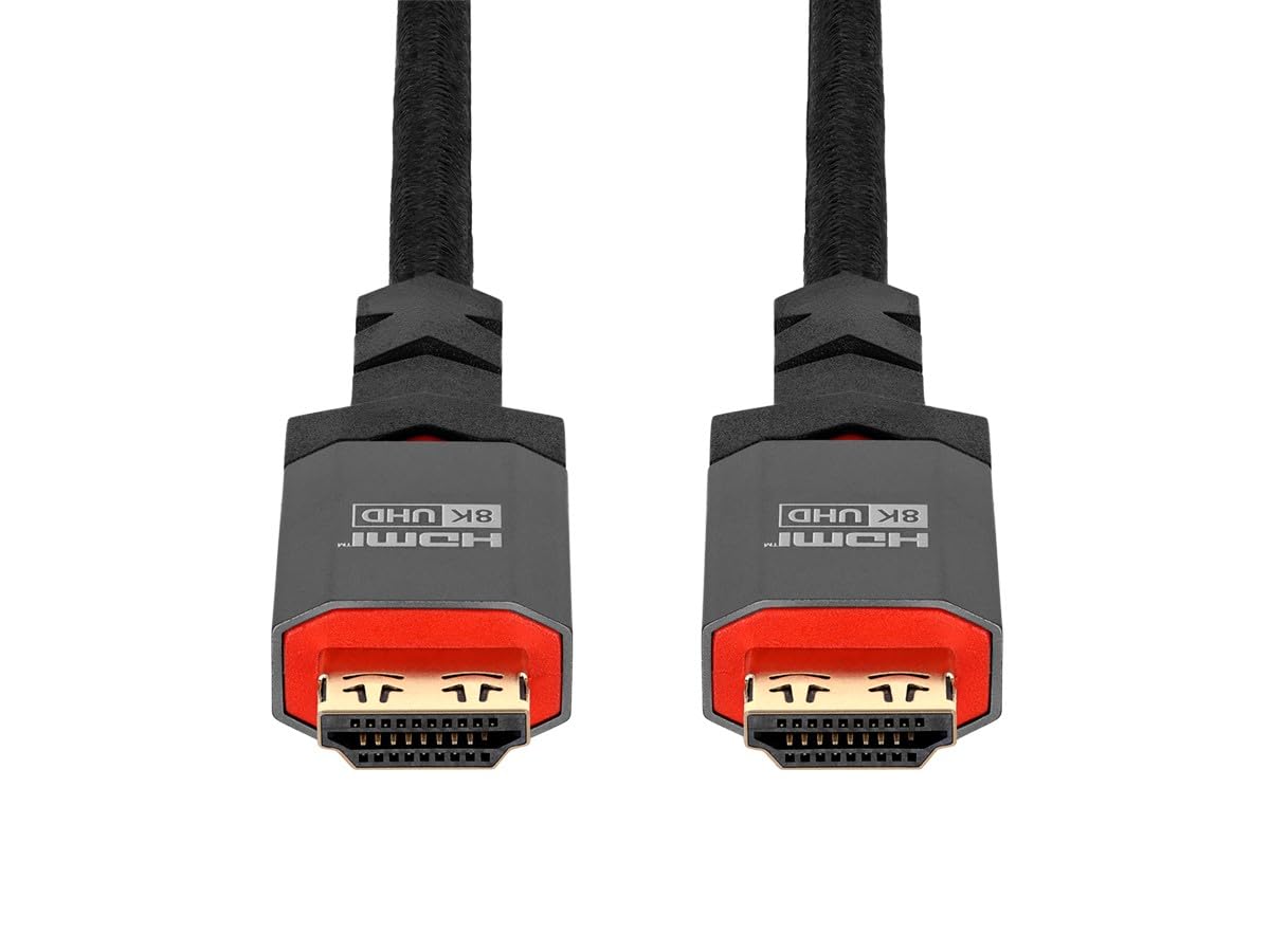 Monoprice 8K Certified Ultra High Speed HDMI Cable - Braided - HDMI 2.1, 8K@60Hz, 4K@120Hz, 48Gbps, HDR, VRR - 7F936F