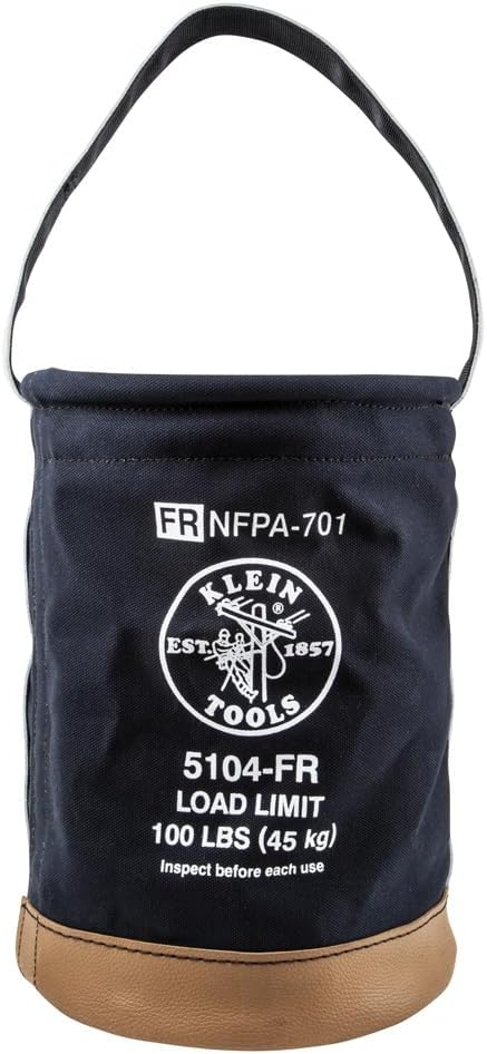 Klein Tools 5104FR Canvas Bucket, Flame-Resistant Tool Bucket Made of No. 4 Canvas, with Double-Reinforced Bottom
