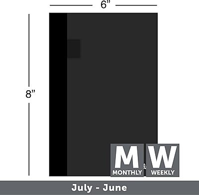 2025-2026 Office Depot® Brand Stellar Academic Weekly/Monthly Planner, 5-1/2" x 8-1/2", Black, July To June