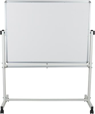 Flash Furniture HERCULES Series 53"W x 62.5"H Double-Sided Mobile White Board with Pen Tray