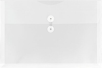 JAM PAPER Plastic Envelopes with Button & String Tie Closure - 12 Pack