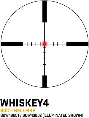 SIG SAUER WHISKEY4 Rifle Scope - Hellfire Quadplex Illuminated Reticle, Second Focal Plane