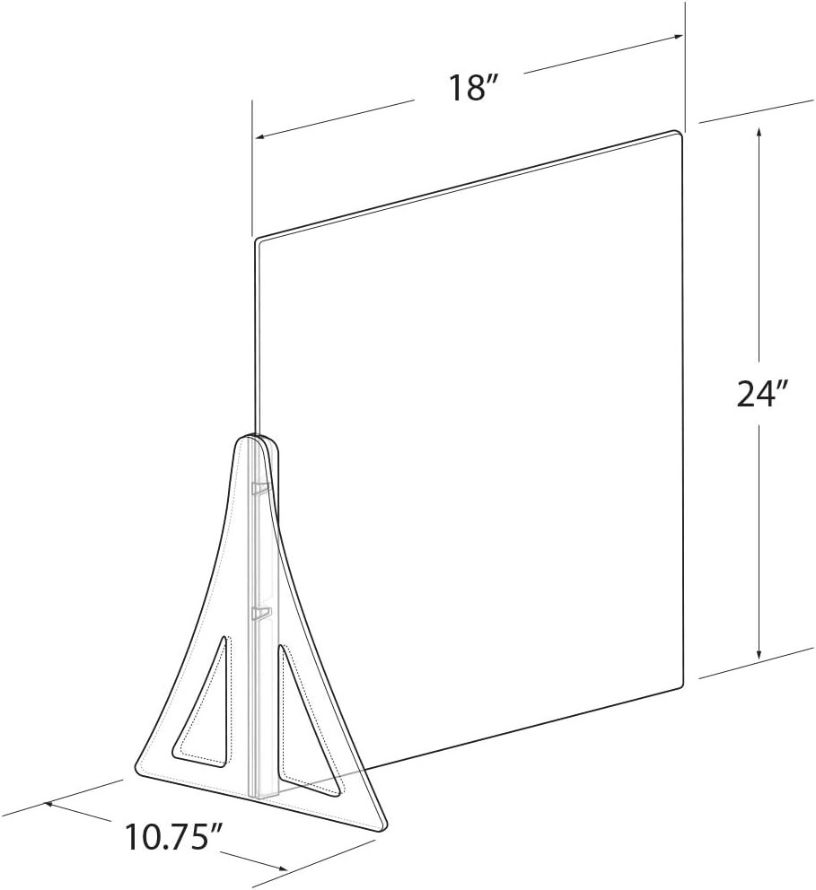 Azar Displays Protective Sneeze Guard for Counter and Desk - Portable Plexiglass Barrier