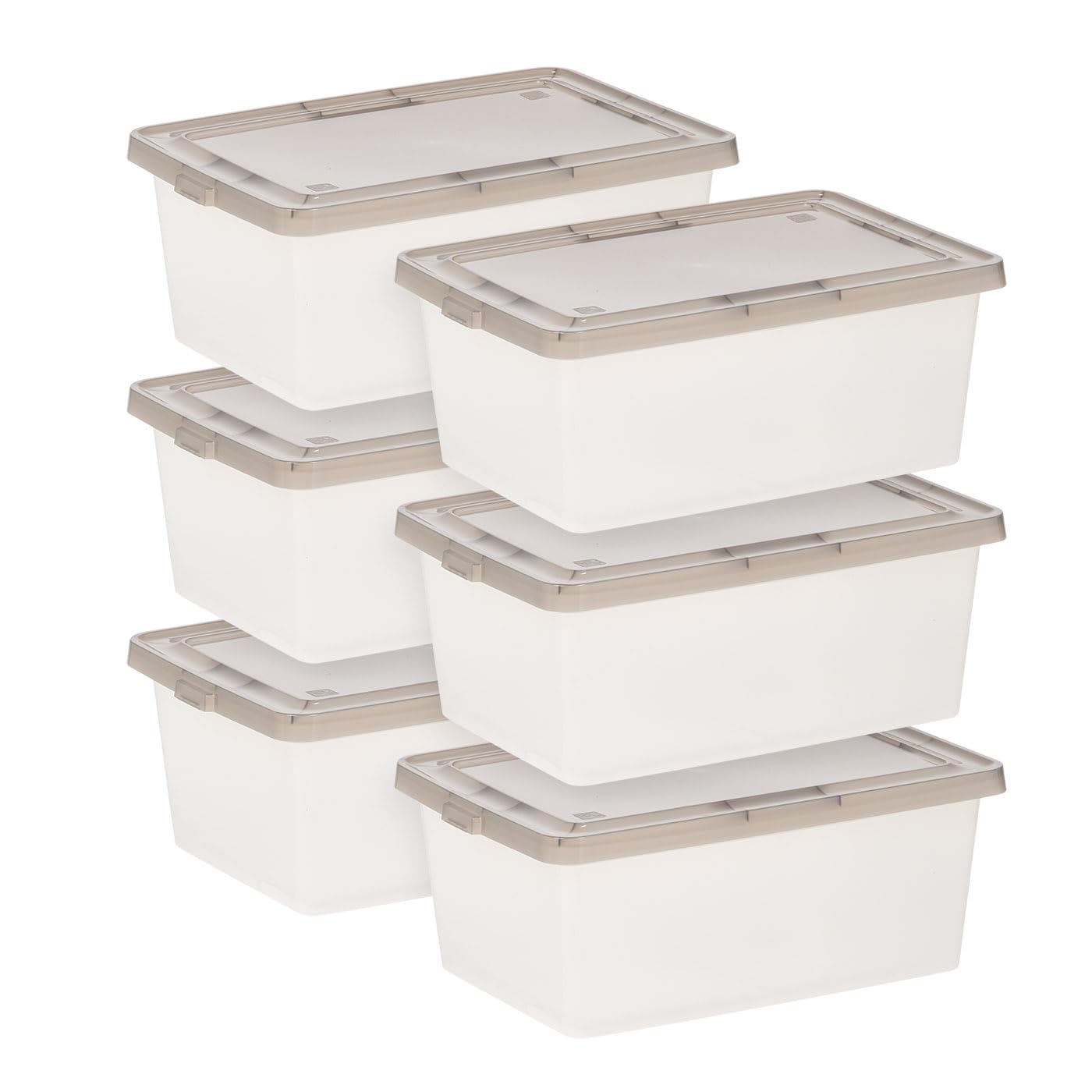 IRIS USA 14.5 Quart Snap Top Plastic Storage Box, 6 Pack
