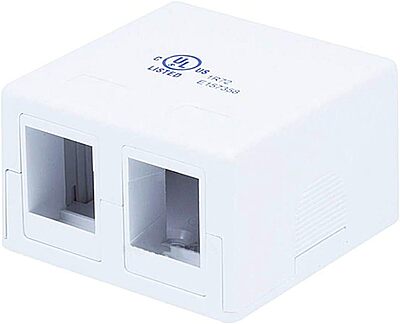 Monoprice Keystone Jack Surface Mount Box - UL Listed, 2-Port, Jacks Not Included, TAA, No Logo, White