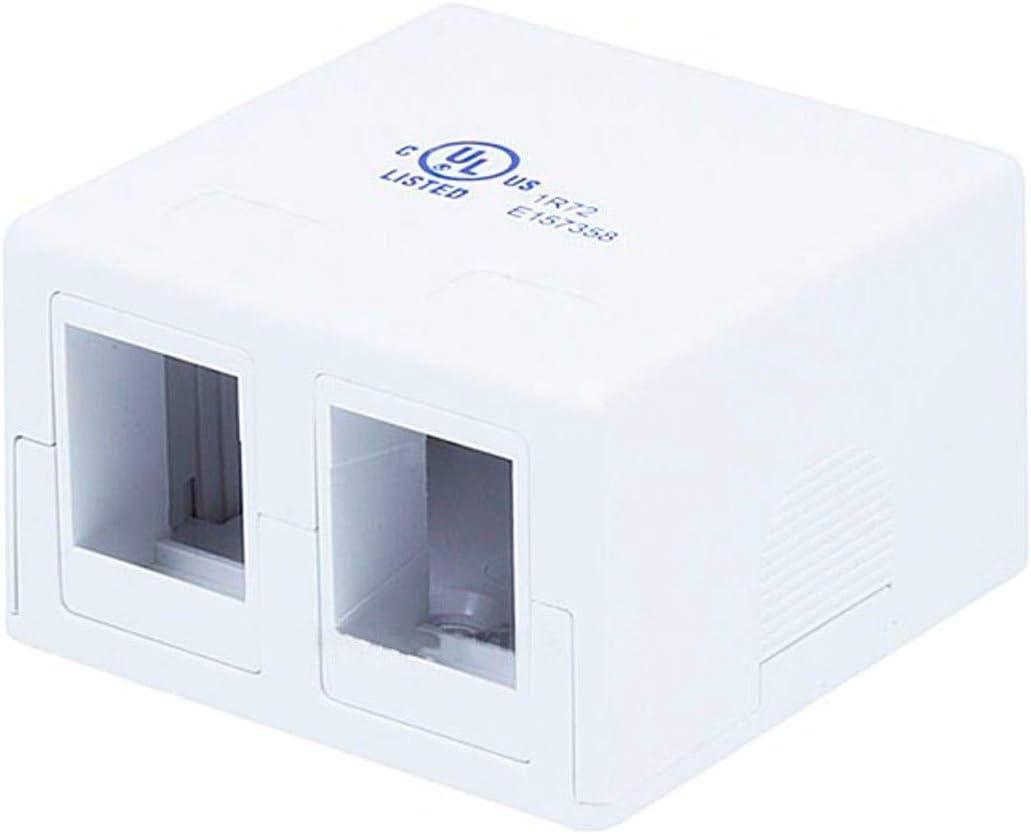 Monoprice Keystone Jack Surface Mount Box - UL Listed, 2-Port, Jacks Not Included, TAA, No Logo, White