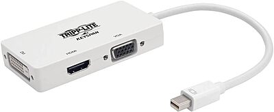 Eaton Tripp Lite Series Keyspan Mini DisplayPort to VGA/DVI/HDMI All-in-One Converter Adapter, Thunderbolt 1/2, 1080p, White mDP to VGA DVI HDMI
