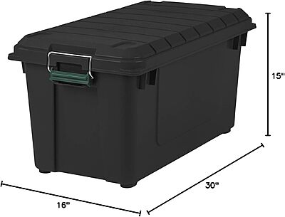 IRIS USA WeatherPro 82 Quart Weathertight Store-It-All Tote - Black