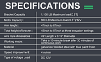 PISMIRE TRUCK CRANE 1100LBS & ELECTRIC 12V WINCH SET 3500LBS 360 SWIVEL DUAL REMOTE (WIRED & INFRARED)