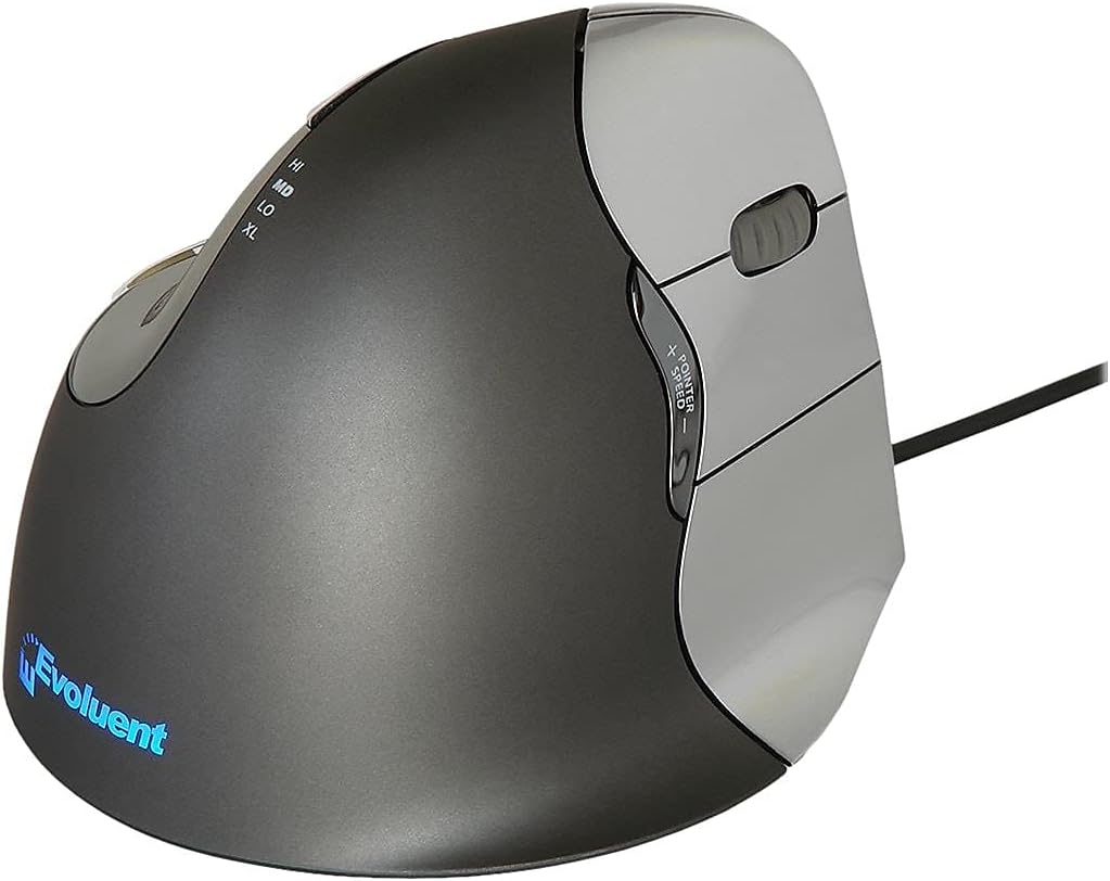 Evoluent – The Original Vertical Mouse – VM4R Ergonomic Vertical Mouse Right Hand Med-to-L Wired USB, Sculpted for Comfort