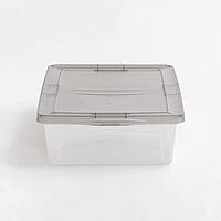IRIS USA Plastic Storage Bin Tote Organizing Container with Latching Lid, Stackable and Nestable (28 Qt. - 6 Pack)