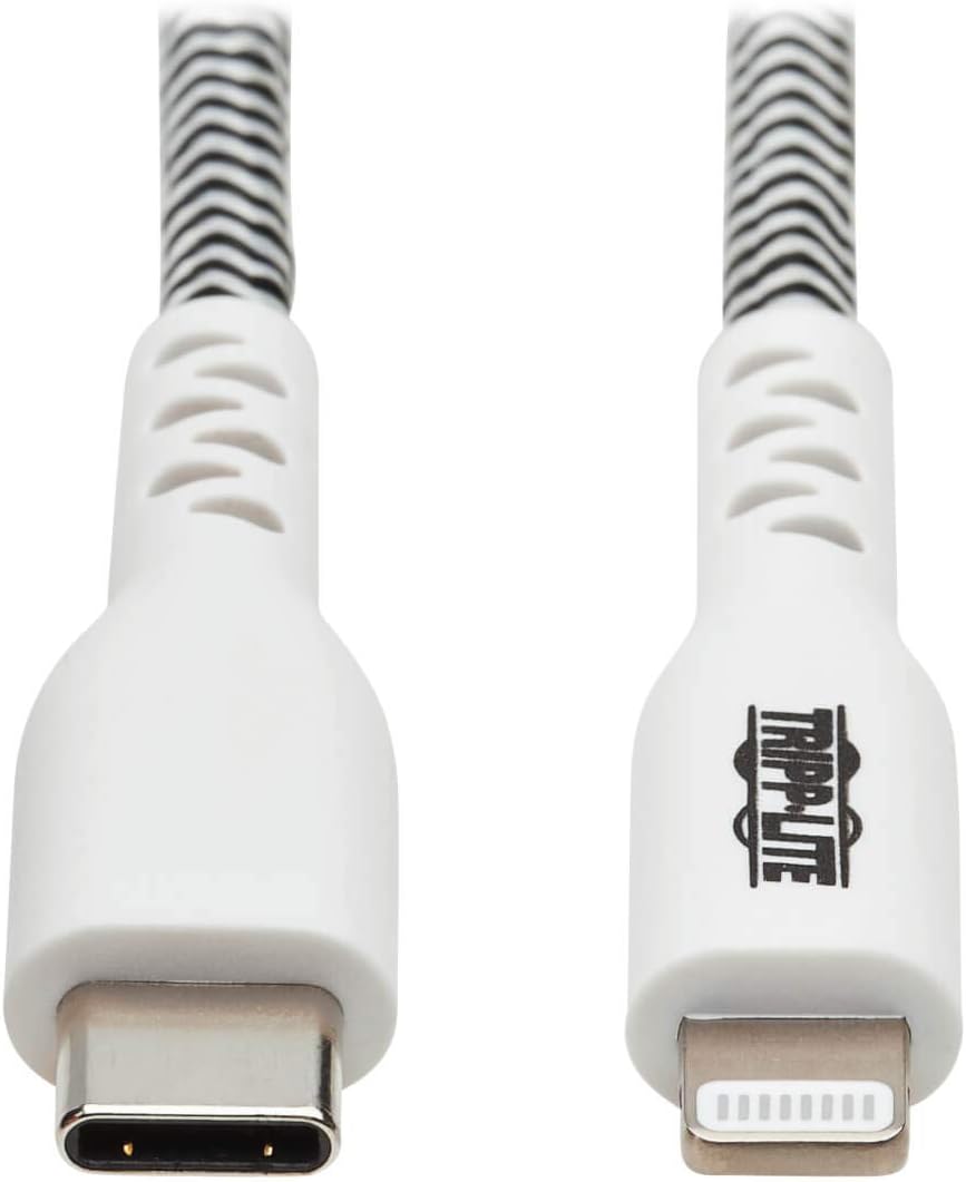 Tripp Lite Apple MFI Certified Cable, Lightning to USB-C Sync Charge Cord, Heavy-Duty Aramid Fiber, 3 ft. (M102-003-HD)