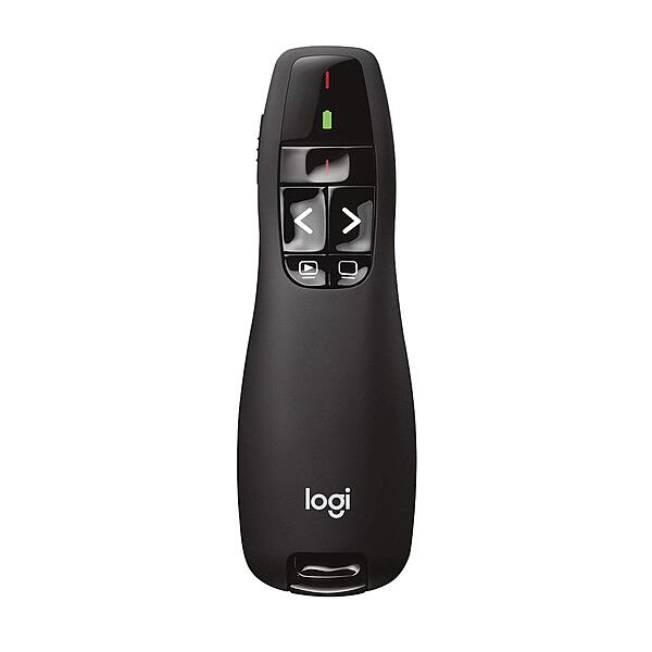 Logitech Wireless Presenter R400, PowerPoint Clicker with Laser Pointer, Wireless Presentation Clicker Remote Red Laser 5 buttons Clicker
