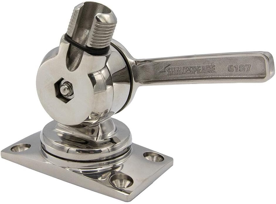 Shakespeare 6187 Sleek &amp; Compact Stainless Steel Rotatable 4-Way Ratchet Mount