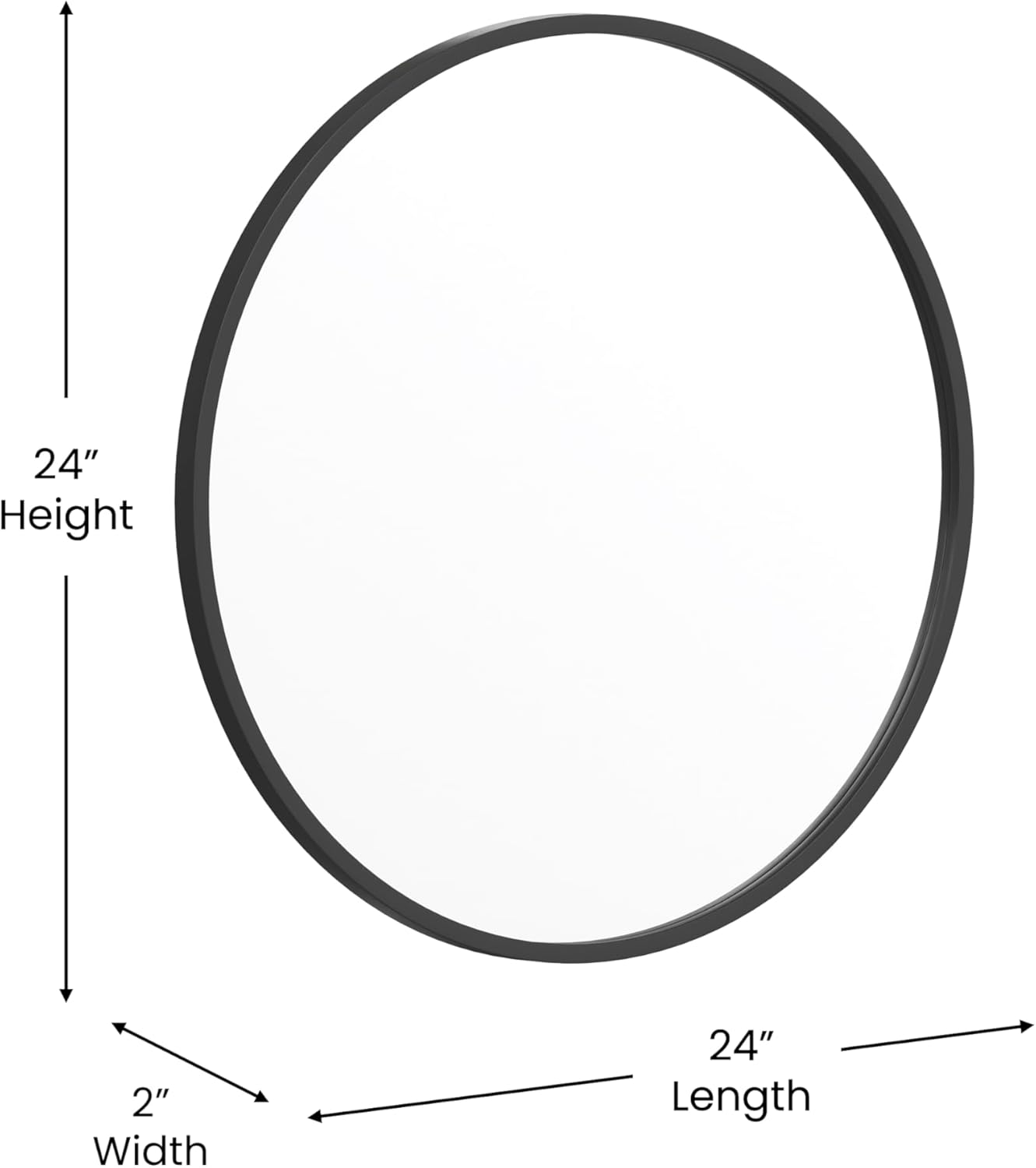 Flash Furniture Julianne Large Round Wall Mirror - Black Circle Accent Mirror