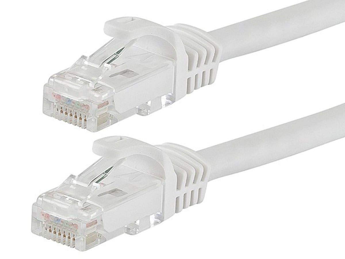 Monoprice Cat6 10ft White Patch Cable UTP 24AWG 550MHz Pure Bare Copper Snagless RJ45 Flexboot Series Ethernet Cable