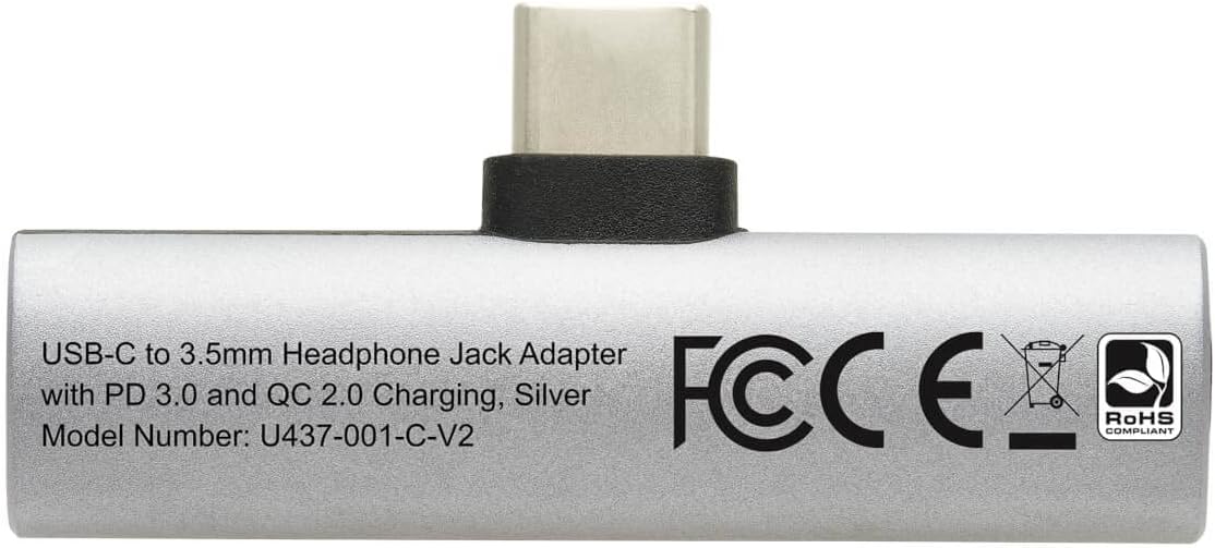 TRIPP LITE USB-C to 3.5 mm Headphone Jack Adapter - Hi-Res Audio