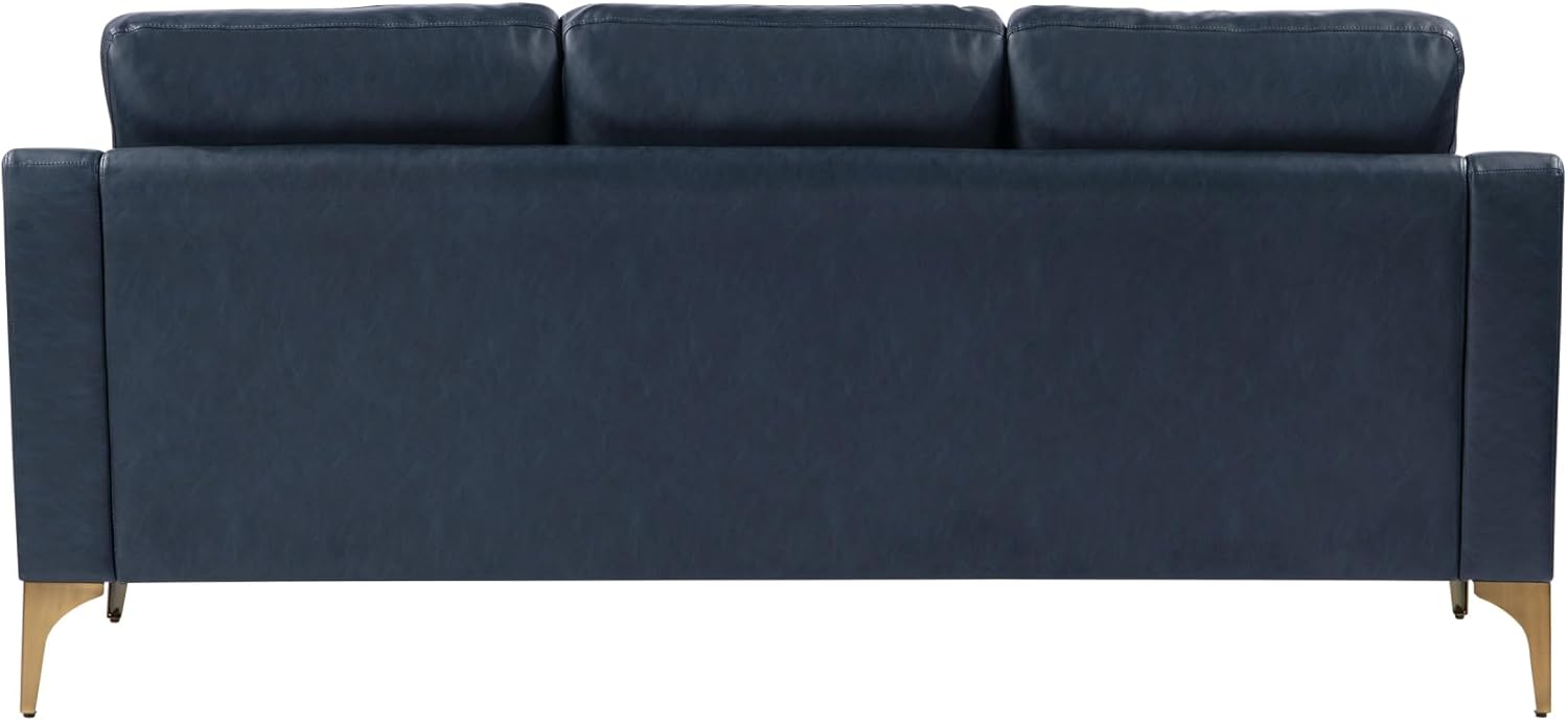 Serta Florence Faux Leather Sofa, 35inH x 78inW x 33-1/2inD, Navy